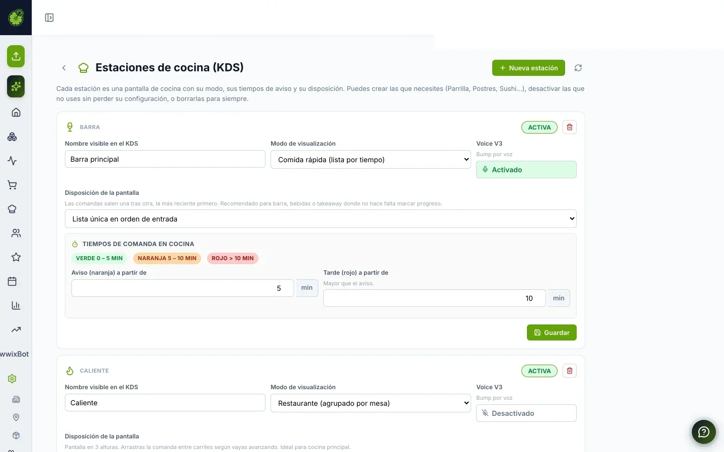 Configuración de estaciones KDS