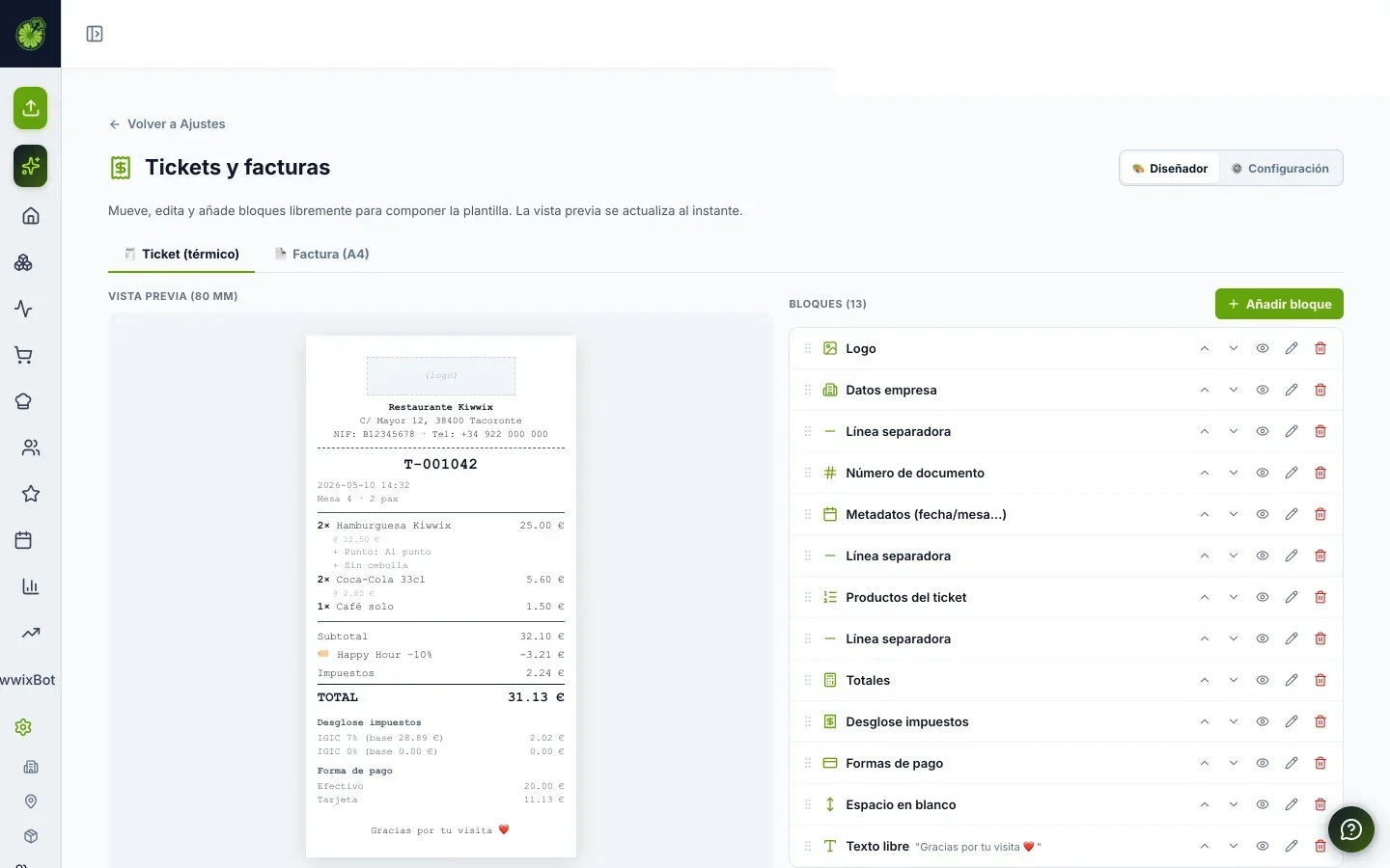 Diseñador de tickets con Verifactu